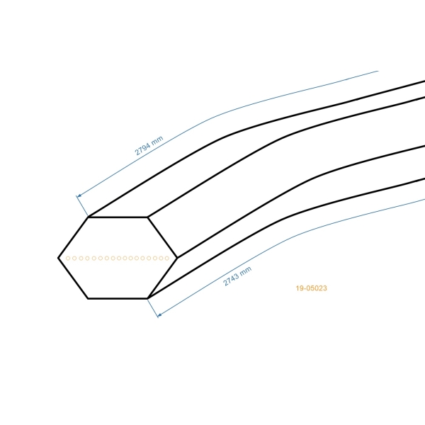 Klínový řemen 2743 mm x 2794 mm x 12,5 mm pro zahradní traktory Husqvarna Jonsered McCulloch Partner (OEM 532429532 584454401 429532)