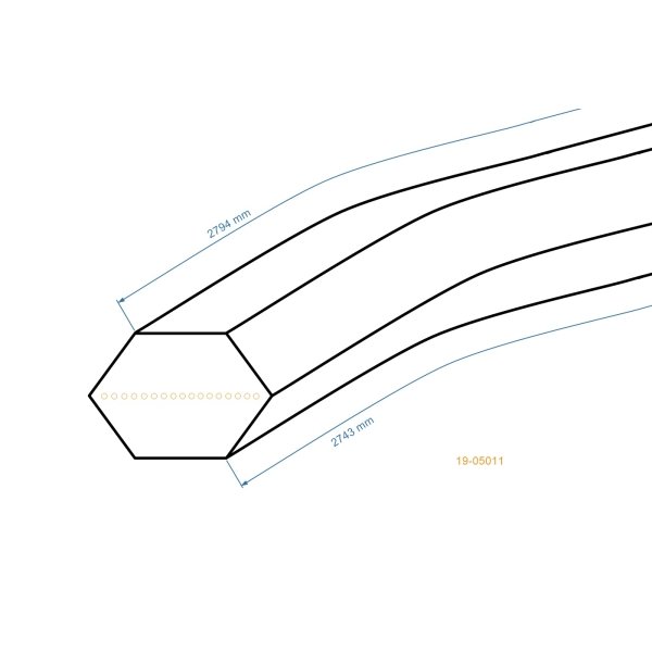 Klínový řemen 2743 mm x 2794 mm x 12,5 mm pro zahradní traktory Husqvarna Partner Jonsered Poulan McCulloch (OEM 532429532 584454401)