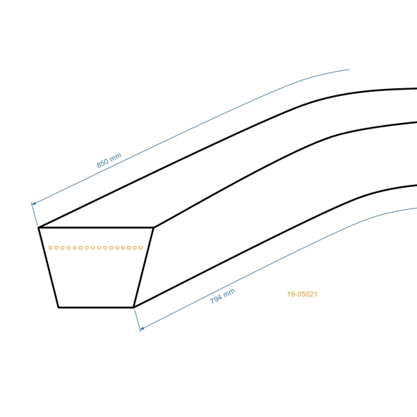 Klínový řemen 794 mm x 850 mm x 12,5 mm pro vertikutátory Husqvarna Pubert Caiman Oleo-Mac Staub (OEM 534100241 0002020008)