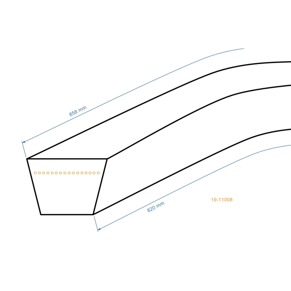 Klínový řemen 820 mm x 858 mm x 10 mm pro motorové sekačky Castel Garden Honda Stiga Wolf (OEM 35064150 35064150/0 1111-9201-01 1111920101 22431-VE0-L02)