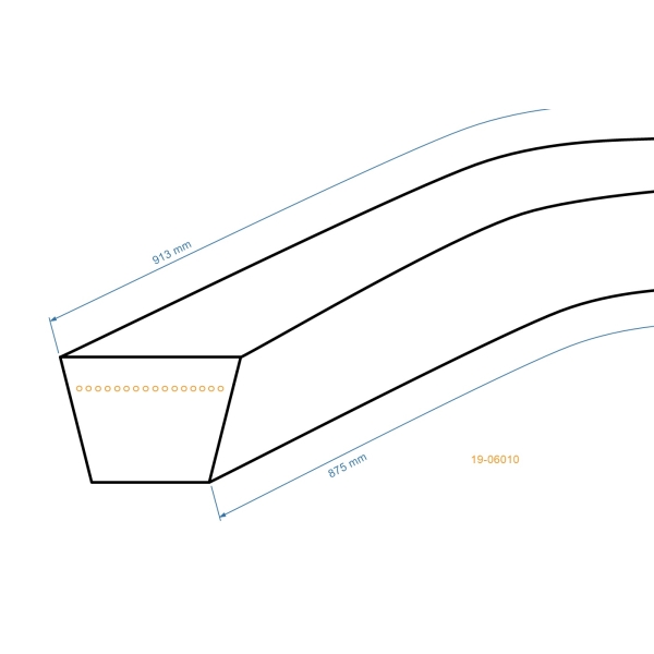 Klínový řemen 875 mm x 913 mm x 10 mm pro motorové sekačky vertikutátory a další zahradní techniku