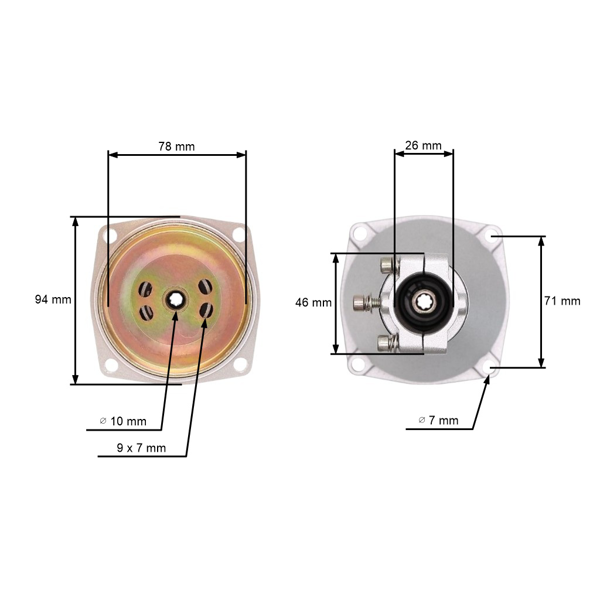 Kompletná príruba so spojkovým bubnom pre činské krovinorezy a krovinorezy z hobbymarketov s priemerom rúrky 26 mm a 7-zubovým hriadeľom