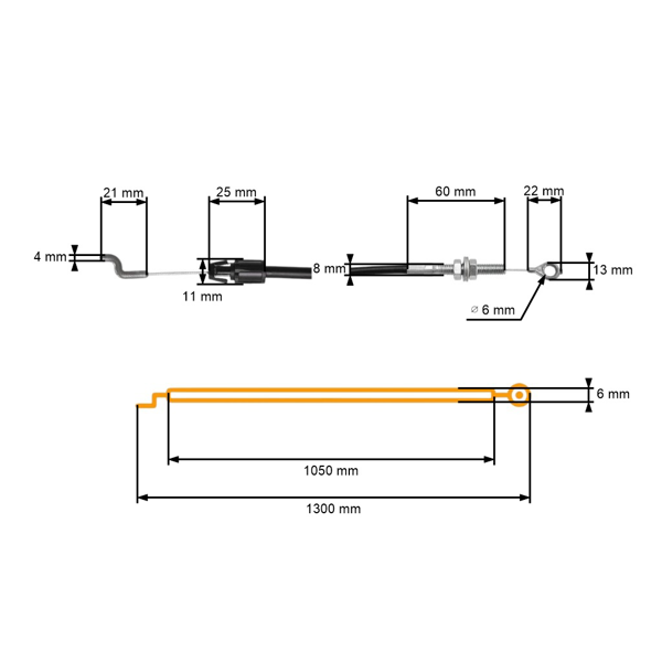 Kompletné lanko na zapnutie/vypnutie motora pre záhradné kosačky Castel Garden Honda Brill GGP (OEM 181000641/0 81000641/0 81000641)