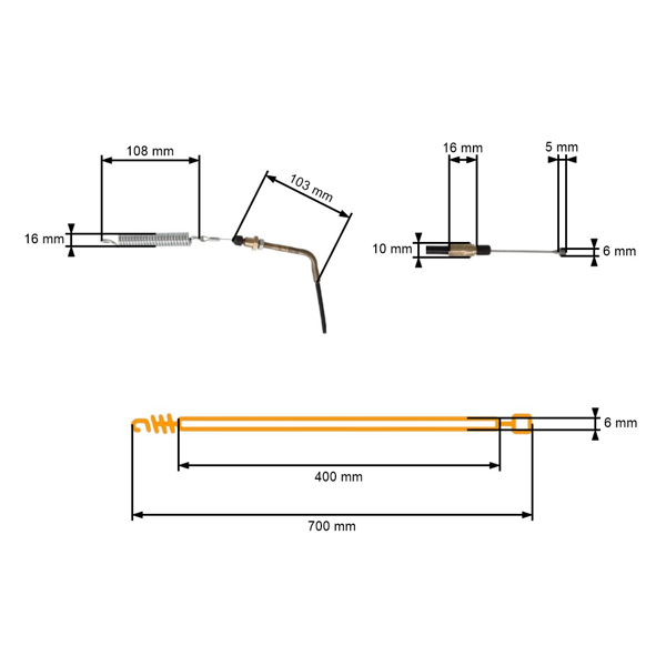 Kompletné lanko ovládania spojky a žacieho noža pre záhradné traktory Castle Garden Honda Viking Brill (OEM 382004604/3 82004604/3 82004604/2 82004604/0)