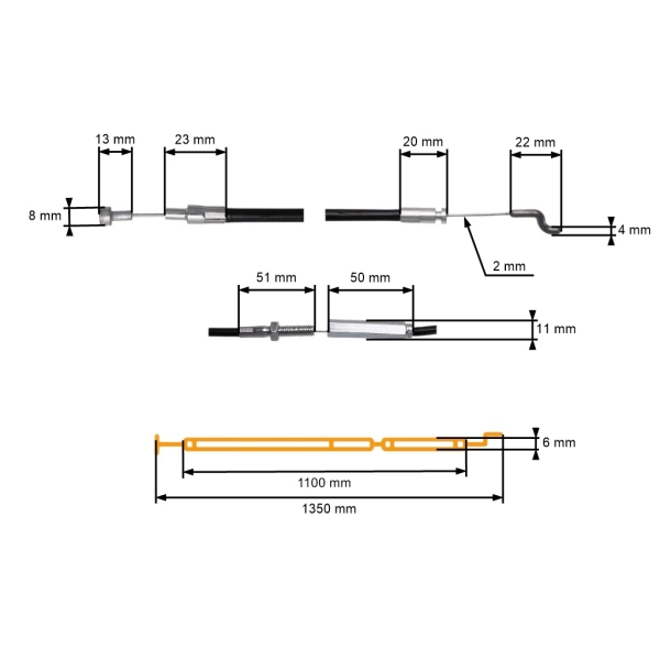 Kompletné lanko pohonu kolies pre Victus VSS50 Krysiak (OEM J29100109502)
