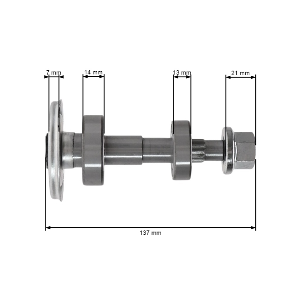 Kompletní hřídel mandrely 133,7 mm pro zahradní traktory Husqvarna Jonsered McCulloch (OEM 581650701 581650501)
