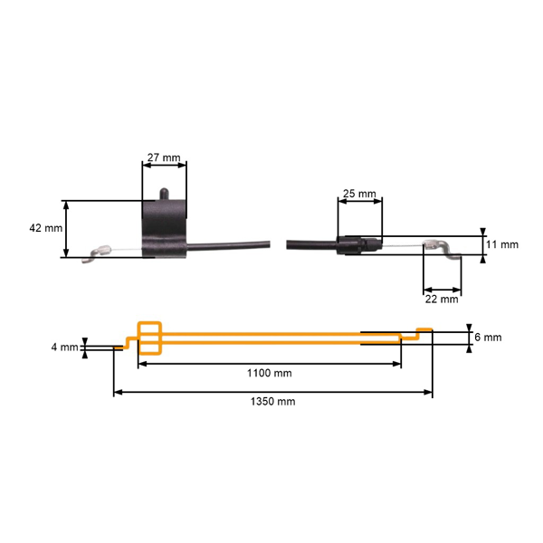 Kompletní lanko zapínání a vypínání motoru pro motorové sekačky Husqvarna Partner Electrolux Craftsman McCulloch Poulan Jonsered (OEM 532420939 420939)