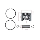 Kompletní píst 45 mm pro Čínské motorové pily a pily z hobbymarketů s obsahem motoru 52 ccm