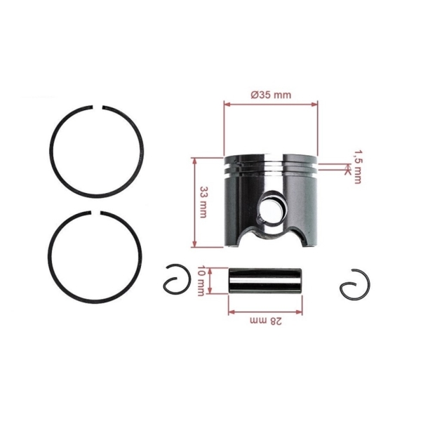 Kompletní píst pro křovinořezy Stihl BT120C BT121 FS120 FS120R FS200 FS200R FS250 FS250R 35 mm (OEM 41340302011)