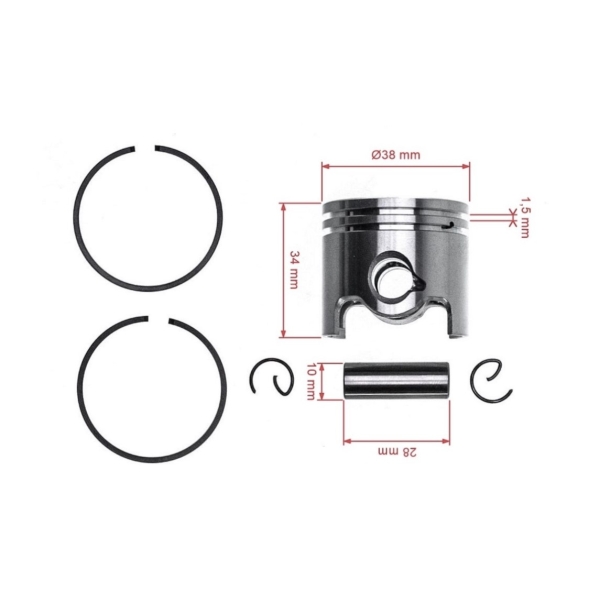 Kompletní píst pro křovinořezy Stihl FR350 FR450 FR480 FR480C FS300 FS350 SP200 FS120 FS120R FS200 FS200R, FS250 FS250R 38 mm (OEM 41340302010)