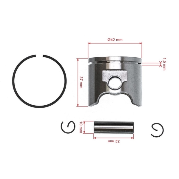 Kompletní píst pro motorové pily a křovinořezy Husqvarna 343F 343R 345R 345 Jonsered BC2145 FC2145 2141 CS2141 42 mm (OEM 503907371)