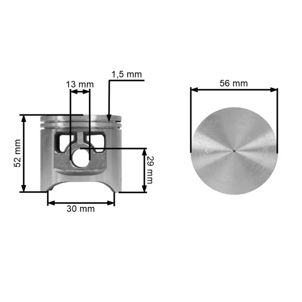 Kompletní píst pro motorové pily Husqvarna 1100 2100 2101 56 mm (503488703)