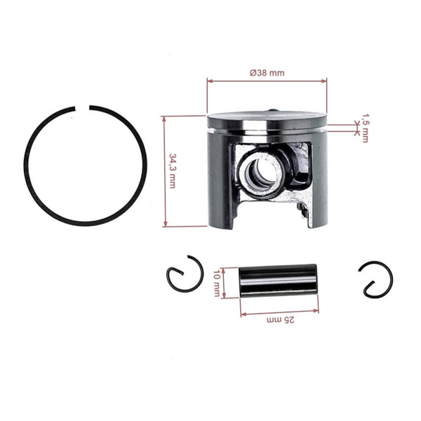 Kompletní píst pro motorové pily Husqvarna 335 335XPT 38 mm (OEM 503792402 503792401)