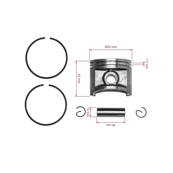 Kompletní píst pro motorové pily Husqvarna 362 365 372 372XP 52 mm (OEM 503691303)