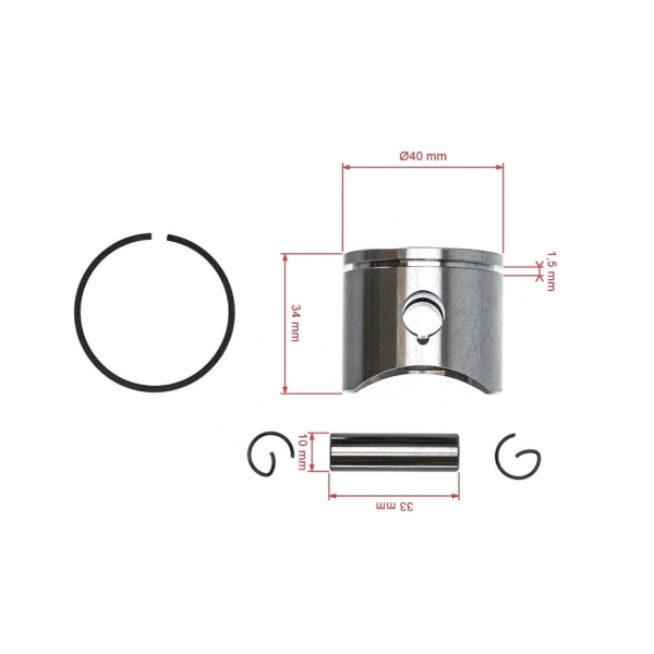 Kompletní píst pro motorové pily Husqvarna 41 141 141LE 142 Jonsered 2040 CS2040 40 mm (OEM 530069454 530069341)