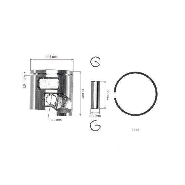 Kompletní píst pro motorové pily Husqvarna 555 556 560XP 560XPG Jonsered CS2258 CS2260 CS2260WH 46 mm (OEM 584807806)