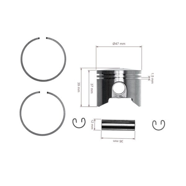 Kompletní píst pro motorové pily OLEO-MAC Oleo-mac 261 47 mm (OEM 6100521)