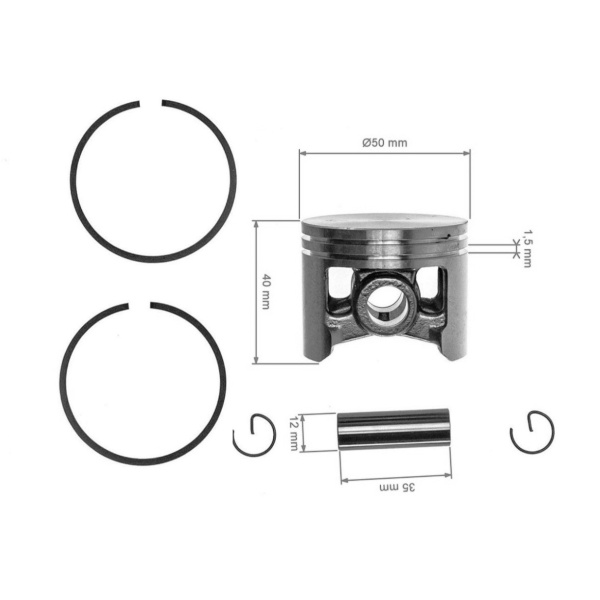 Kompletní píst pro motorové pily OLEO-MAC Oleo-mac 970 971 GS720 50 mm (OEM 097000205)