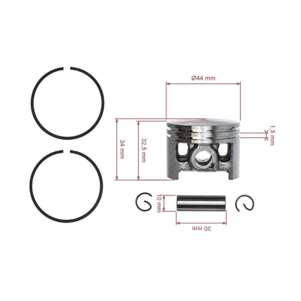 Kompletní píst pro motorové pily Stihl 026 MS260 44 mm (OEM 11210302001)
