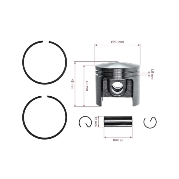 Kompletní píst pro motorové pily Stihl 045 056 50 mm (OEM 11150302000)