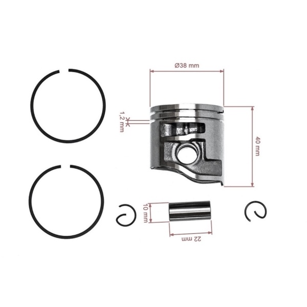 Kompletní píst pro motorové pily Stihl MS181 38 mm (OEM 11390302002)