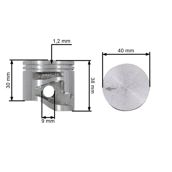 Kompletní píst pro motorové pily Stihl MS201 MS201T 40 mm (OEM 11450302001)