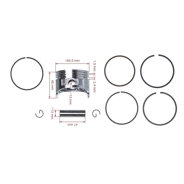 Kompletní píst pro motory Honda GX120 2. výbrus +0,50 mm 60,50 mm (OEM 13103ZH7010)