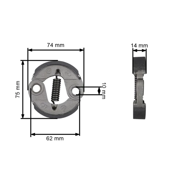 Kompletní spojka pro křovinořezy průměr 75 mm materiál hliník