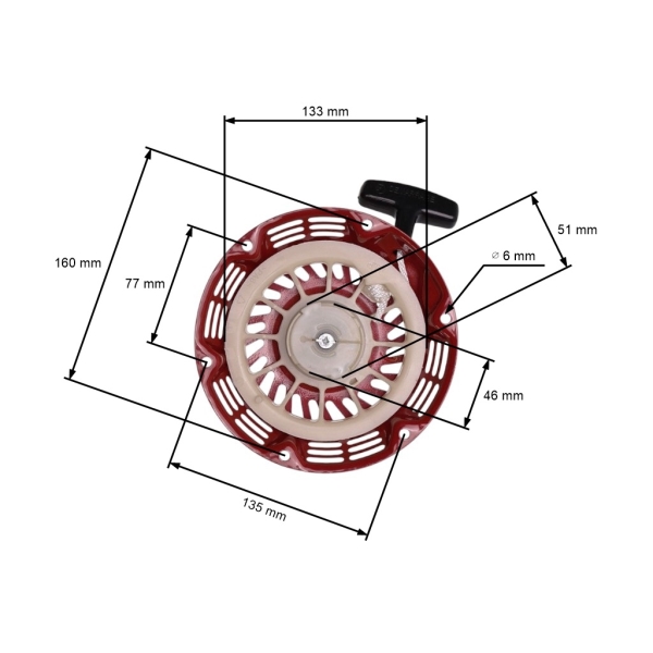 Kompletní startér pro motory Honda GX120 GX160 GX200 výkon 5,5 PS - 6,5 PS (OEM 28400-ZH8-13YA 28400-ZH8-013ZA)