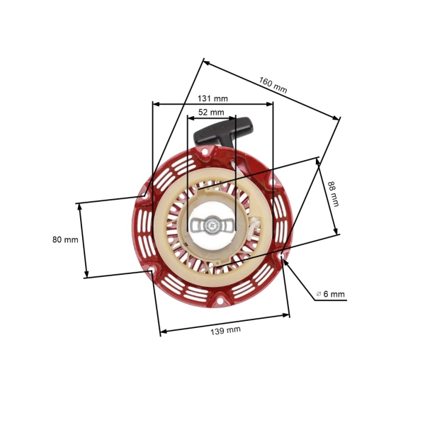 Kompletní startér pro motory Honda GX120 GX160 GX200 výkon 5,5 PS - 6,5 PS (OEM 28400ZH8013ZA 28400-ZH8-013ZA 28400-ZH8-13YA)
