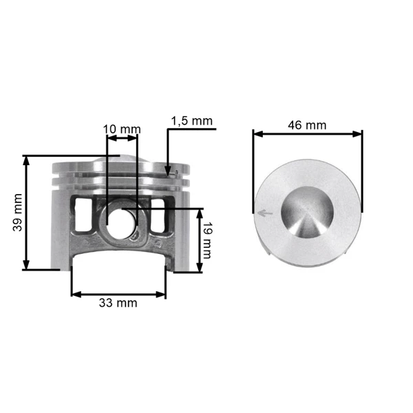 Kompletní válec s pístem pro motorové pily Stihl 028 028AV 028 SUPER 46 mm (OEM 11180201203)