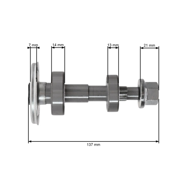 Kompletný hriadeľ mandrely 133,7 mm pre záhradné traktory Husqvarna Jonsered McCulloch (OEM 581650701 581650501)