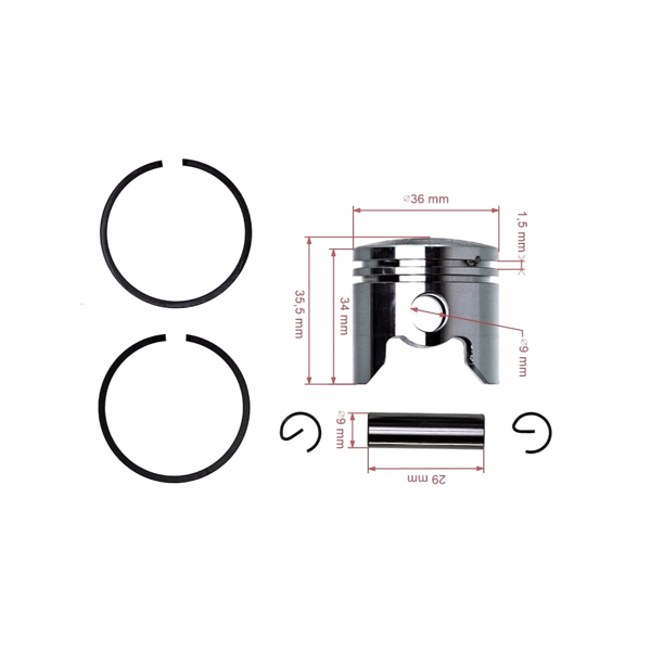 Kompletný piest 36 mm pre čínske krovinorezy a krovinorezy z hobbymarketov s motorom 32 cm3
