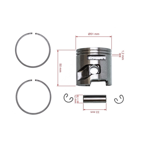 Kompletný piest pre Husqvarna Partner K750 K760 K770 51 mm (OEM 506372401 506372402 506372403)