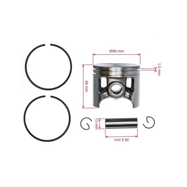Kompletný piest pre motorové píly Husqvarna 395 395XP 56 mm (OEM 537137671)