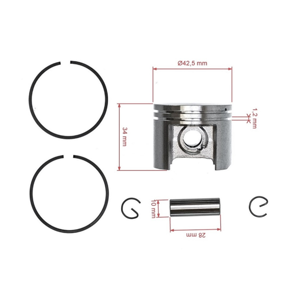 Kompletný piest pre motorové píly Stihl 025 MS250 42,5 mm (OEM 11230302016)