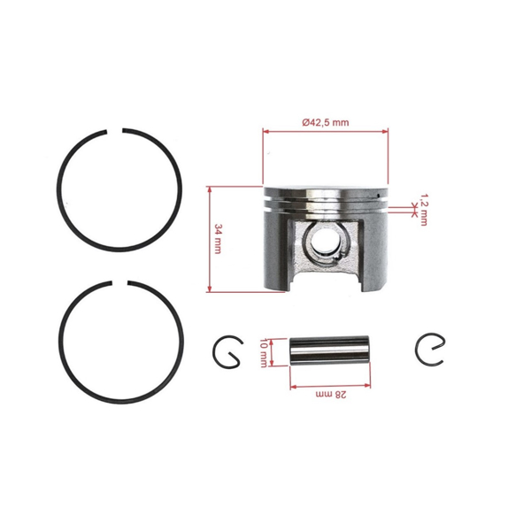 Kompletný piest pre motorové píly Stihl MS250 025 42,5 mm (OEM 1370302002)
