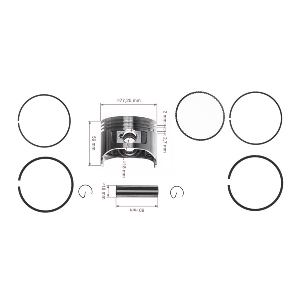 Kompletný piest pre motory Honda GX270 GX270U 77,25 mm 1. výbrus +0,25 mm (OEM 13101ZH9000)