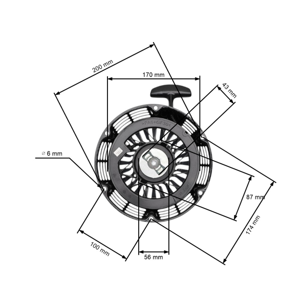 Kompletný štartér pre motory Zongshen 188F 13,0 PS (OEM 100007395-0005)