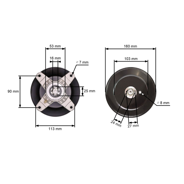 Mandrela žacieho noža pre záhradné traktory Black Line Bolens Cub Cadet Efco Fleurelle Gutbrod MTD (OEM 618-0659 918-0659A 618-0624 918-0624 918-0624A)