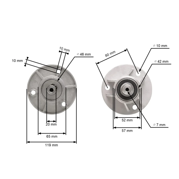 Mandrela žacího nože levá strana s pravým závitem pro zahradní traktory Stiga Honda Castel Garden (OEM 328807202/0 82207202/0 1136-0481-01)