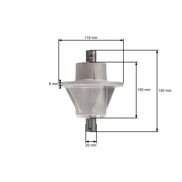 Mandrela žacího nože pro Castel Garden XDC140 Mountfield Alpina BT84 BT98 pravá (382207205/0, 382207205/1)