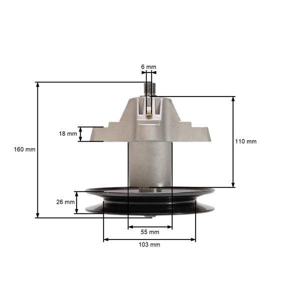 Mandrela žacího nože pro zahradní traktory Black Line Bolens Cub Cadet Efco Fleurelle Gutbrod MTD (OEM 618-0659 918-0659A 618-0624 918-0624 918-0624A)