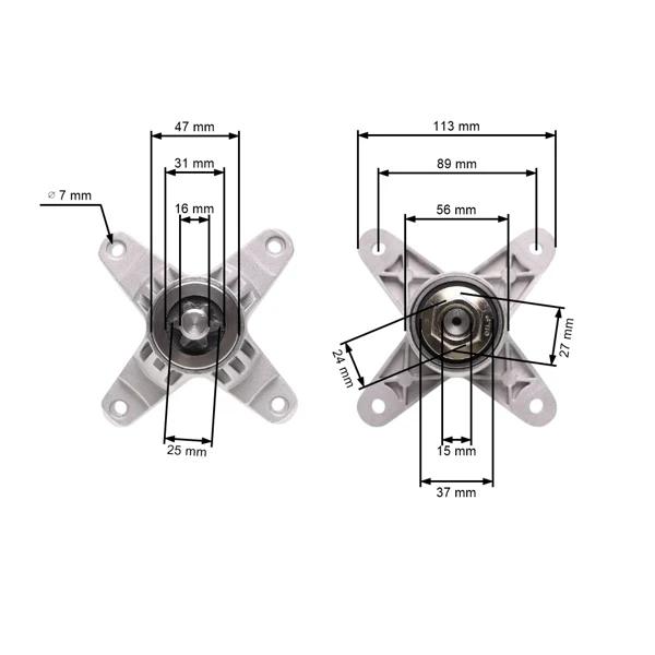 Mandrela žacího nože pro zahradní traktory MTD Bolens Gutbrod Yard Machines (OEM 618-0138 618-0138A 618-0412 918-0138 918-0138A 918-0142 918-0142C)