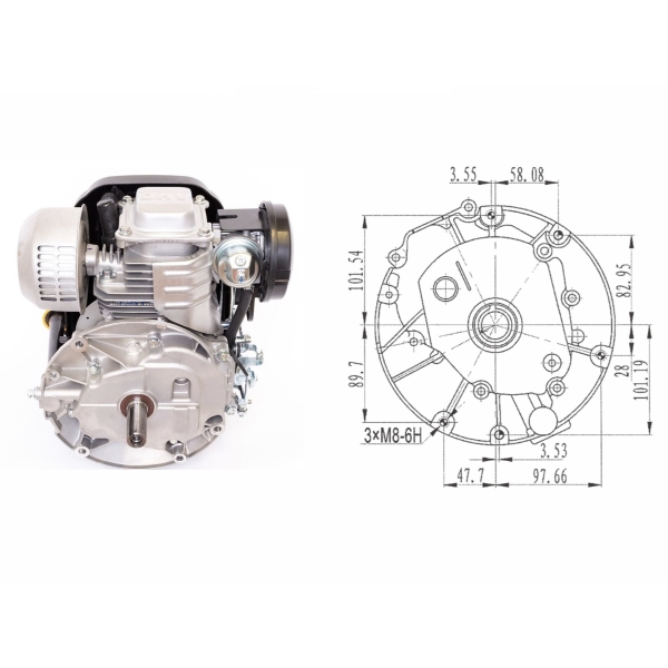 Motor Zongshen XP140A výkon 4,5 PS objem motoru 141 ccm vertikální hřídel s těžkým setrvačníkem