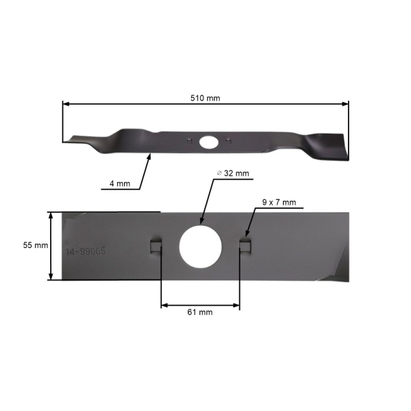 Mulčovací nôž 51 cm (20") pre motorové kosačky Hecht