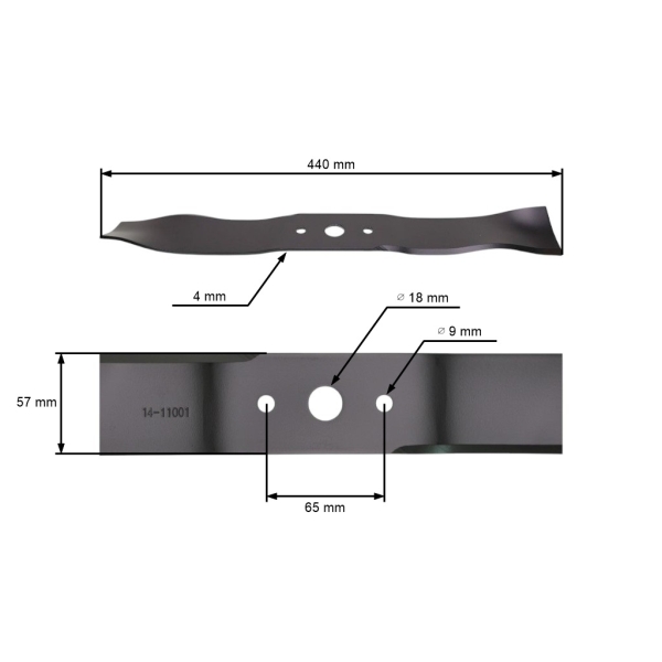 Mulčovací nůž 44 cm (17") pro motorové sekačky Stiga Castel Garden Alpina Variolux Mac Garda Homelite (OEM 81004365/3 81004365 81004365/0 1111-9143-01)