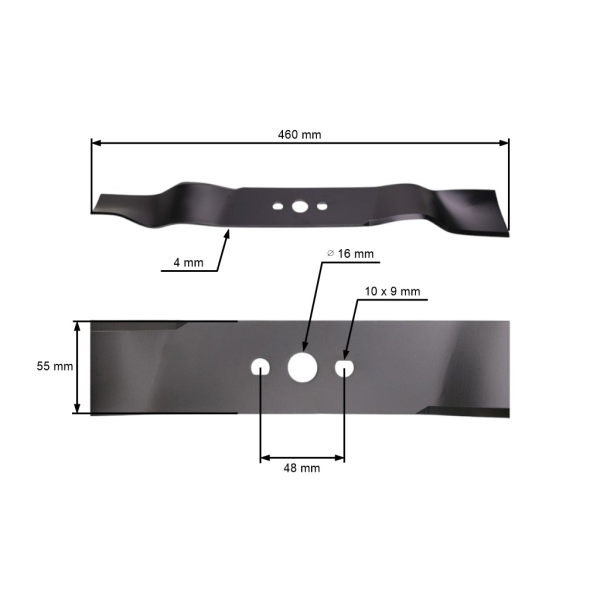 Mulčovací nůž 46 cm (18") pro Čínské motorové sekačky a sekačky z hobbymarketů Hortmasz Dym Daye Castorama (OEM 26300146502 56300146502)