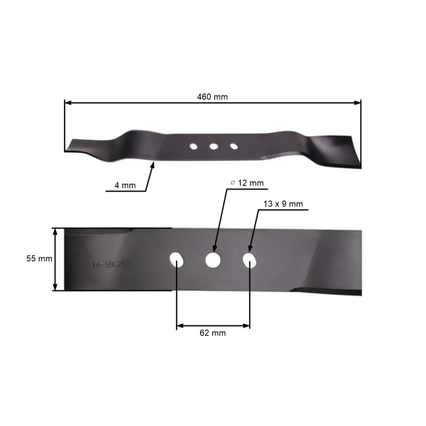 Mulčovací nůž 46 cm (18") pro Čínské motorové sekačky a sekačky z hobbymarketů Hortmasz Dym Hortus Leroy Merlin Victus Nac