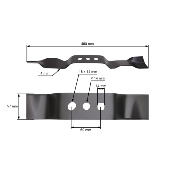 Mulčovací nůž 46 cm (18") pro Čínské motorové sekačky a sekačky z hobbymarketů NAC Krysiak Vega Ursus Hyundai
